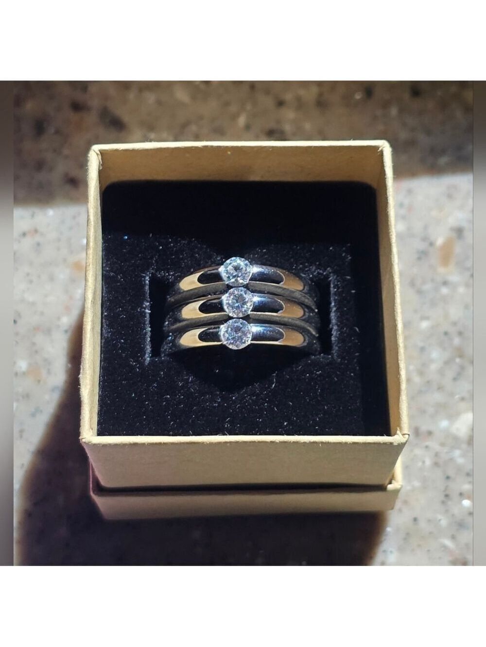 Speidel Stainless Steel CZ Triple Band Ring - Picture 6 of 9